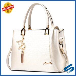 PU Leather Tote Satchel Shoulder Bag Elegant Multifunctional Handbag Room